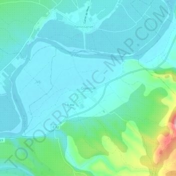 Mappa topografica Ginestar, altitudine, rilievo