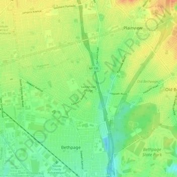 Mappa topografica Swedetown Village, altitudine, rilievo