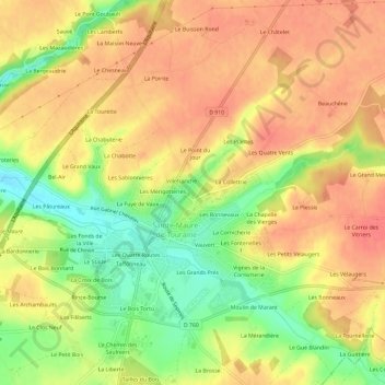 Mappa topografica Le Sabot Rouge, altitudine, rilievo