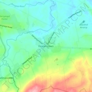 Mappa topografica Draperstown, altitudine, rilievo