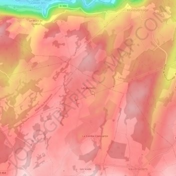 Mappa topografica Les Bichets, altitudine, rilievo