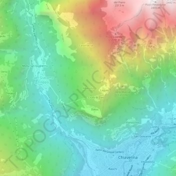 Mappa topografica Albareda, altitudine, rilievo