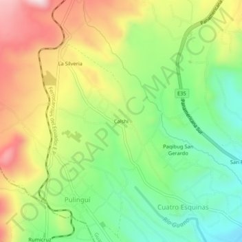 Mappa topografica Calshi, altitudine, rilievo