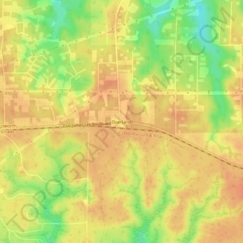 Mappa topografica Deerland, altitudine, rilievo