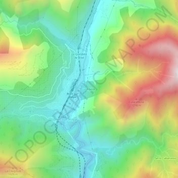 Mappa topografica La Pinède, altitudine, rilievo