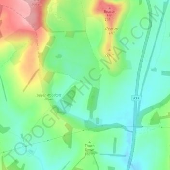 Mappa topografica Chapman's Dell, altitudine, rilievo