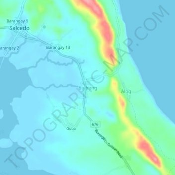 Mappa topografica Bagtong, altitudine, rilievo