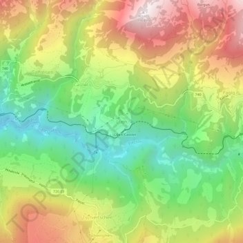 Mappa topografica Lüen, altitudine, rilievo