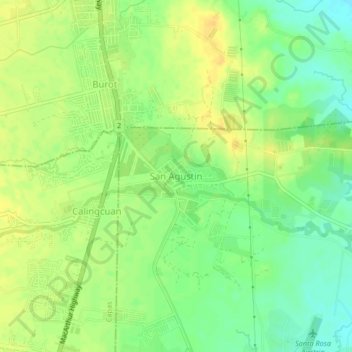 Mappa topografica San Agustin, altitudine, rilievo