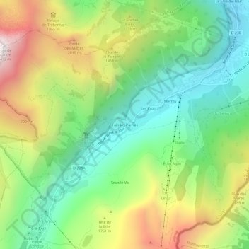 Mappa topografica Très les Pierres, altitudine, rilievo