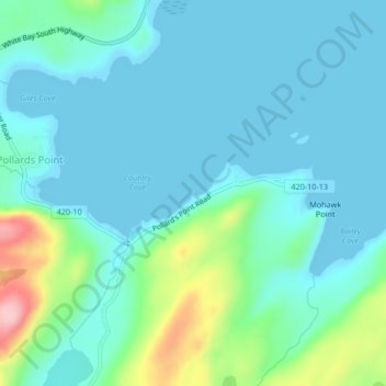 Mappa topografica Pollards Point, altitudine, rilievo
