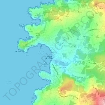 Mappa topografica Mera, altitudine, rilievo