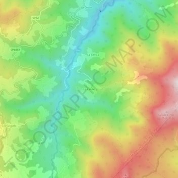 Mappa topografica Le Caldie, altitudine, rilievo