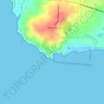 Mappa topografica Muttom, altitudine, rilievo