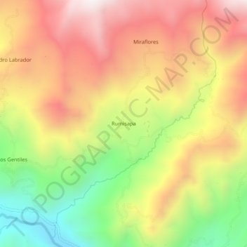 Mappa topografica Rumisapa, altitudine, rilievo