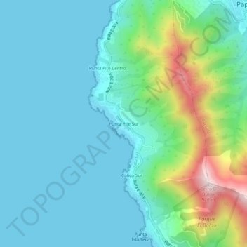 Mappa topografica Punta Pite Sur, altitudine, rilievo