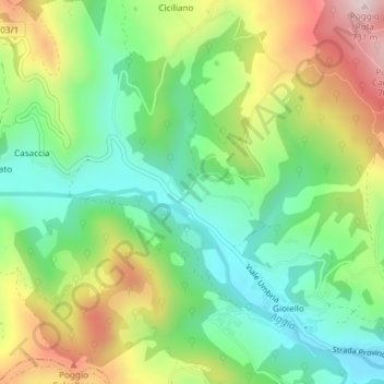 Mappa topografica Località Bianchi, altitudine, rilievo