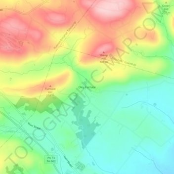 Mappa topografica Oley Furnace, altitudine, rilievo