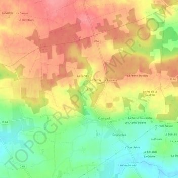 Mappa topografica Le Val, altitudine, rilievo