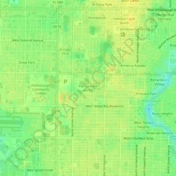 Mappa topografica Fair Ground Farms, altitudine, rilievo