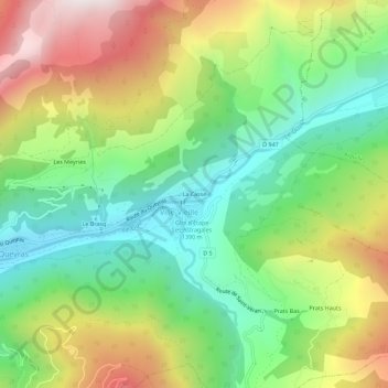 Mappa topografica La Casse, altitudine, rilievo