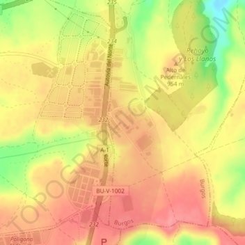 Mappa topografica Monte de la Abadesa, altitudine, rilievo