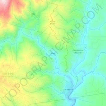 Mappa topografica Cova, altitudine, rilievo