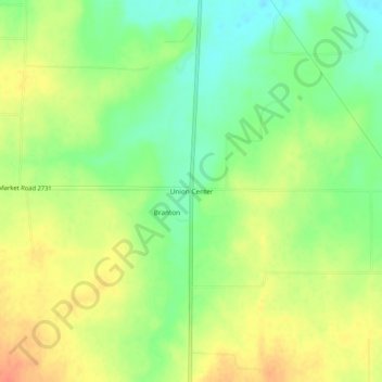 Mappa topografica Union Center, altitudine, rilievo