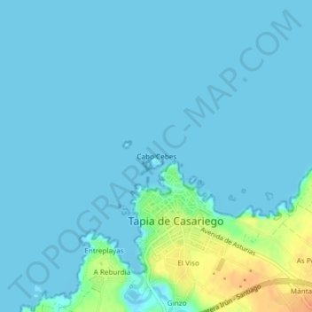 Mappa topografica Cabo Cebes, altitudine, rilievo