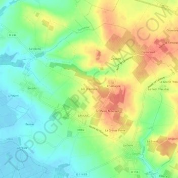 Mappa topografica Les Praveaux, altitudine, rilievo