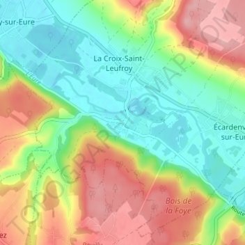 Mappa topografica Crèvecœur, altitudine, rilievo