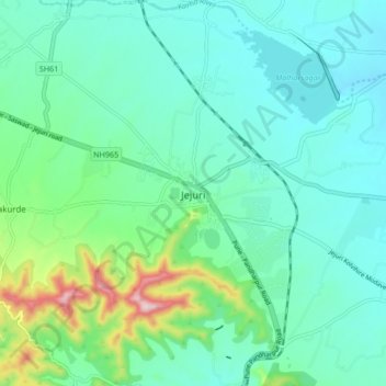 Mappa topografica Jejuri, altitudine, rilievo