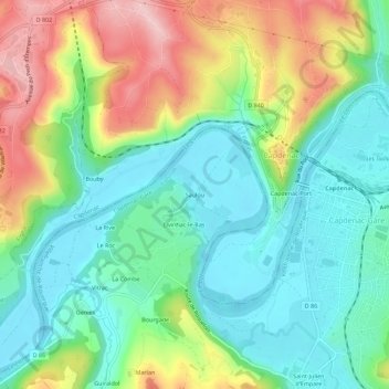 Mappa topografica Saulou, altitudine, rilievo