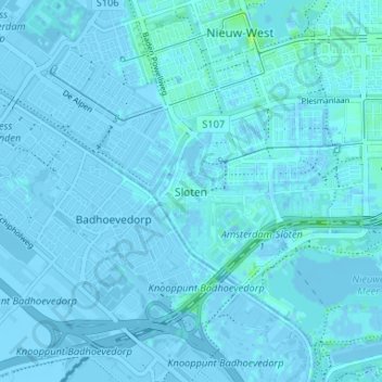 Mappa topografica Sloten, altitudine, rilievo