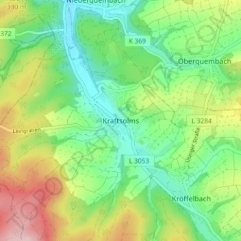Mappa topografica Kraftsolms, altitudine, rilievo