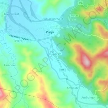 Mappa topografica Duplas, altitudine, rilievo