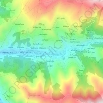Mappa topografica La Caleyina, altitudine, rilievo