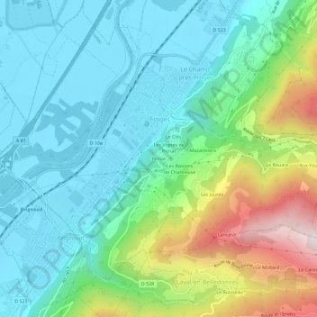 Mappa topografica Pichat, altitudine, rilievo