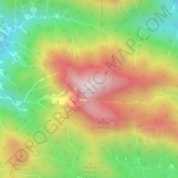 Mappa topografica Monte Gran Pala, altitudine, rilievo