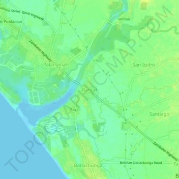 Mappa topografica Bancal, altitudine, rilievo