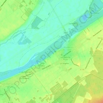 Mappa topografica Île de Muides, altitudine, rilievo