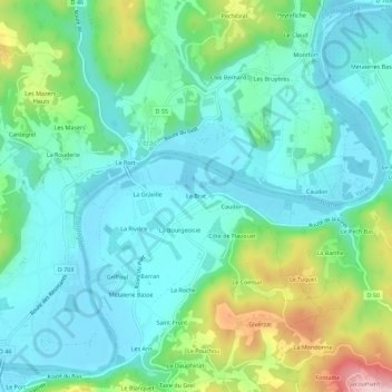 Mappa topografica Le Brat, altitudine, rilievo
