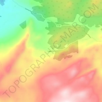Mappa topografica Lago Frío, altitudine, rilievo