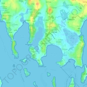 Mappa topografica Locmiquel, altitudine, rilievo
