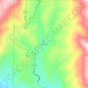 Mappa topografica Sugar Pine, altitudine, rilievo