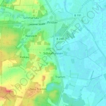 Mappa topografica Schaafhausen, altitudine, rilievo