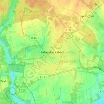 Mappa topografica Hohenlockstedt, altitudine, rilievo