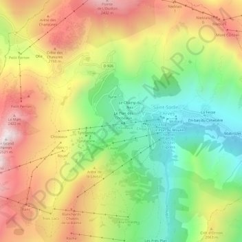 Mappa topografica Comborsière, altitudine, rilievo