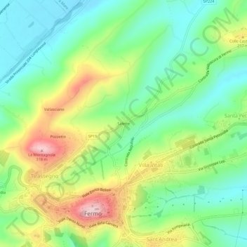 Mappa topografica Salette, altitudine, rilievo