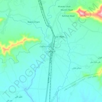 Mappa topografica Sakhakot, altitudine, rilievo